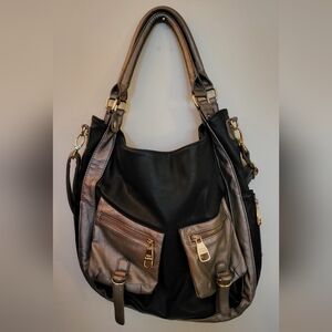 STEVE MADDEN Black & Metallic Gold Bag